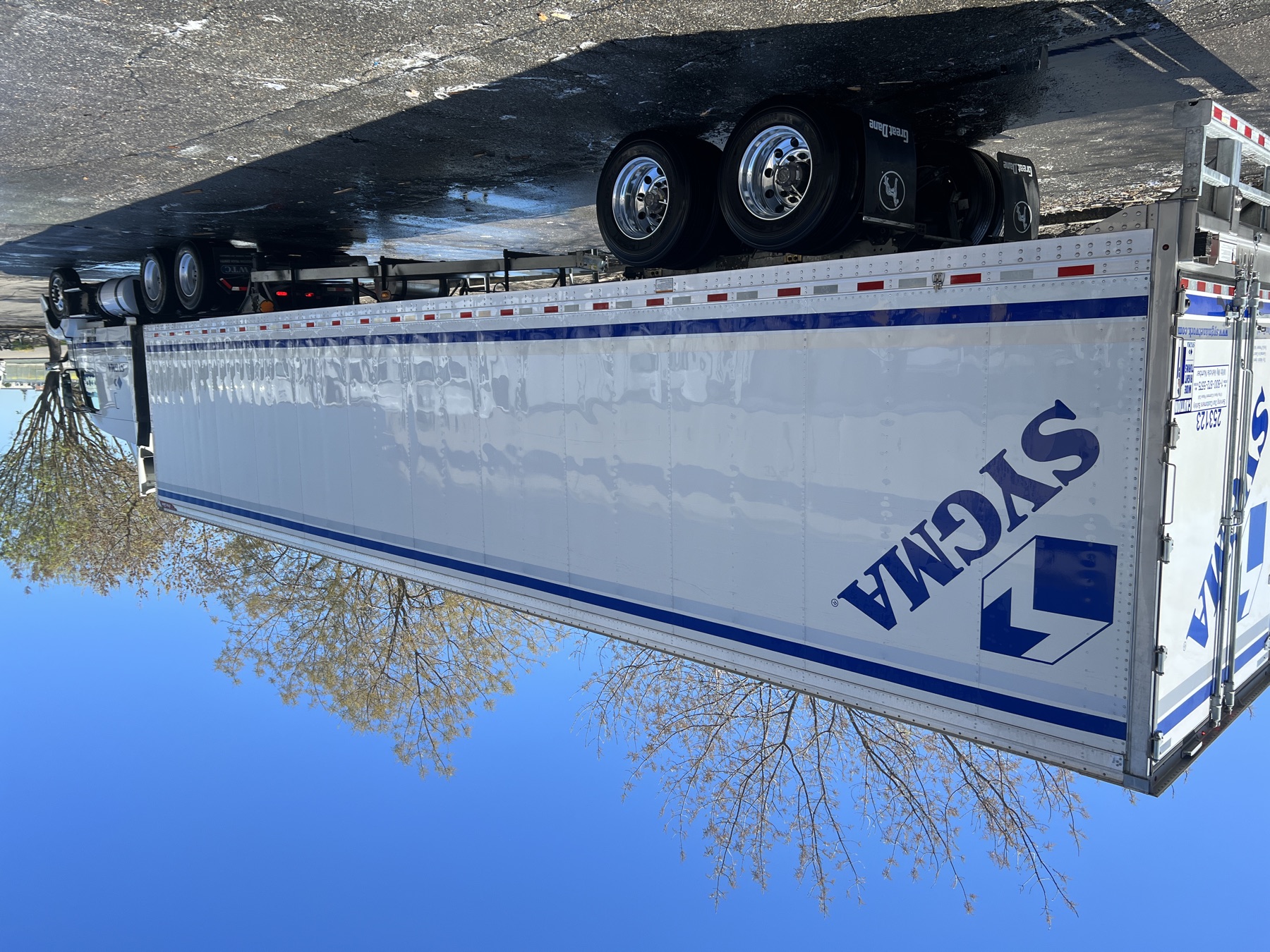 Washed tractor-trailer